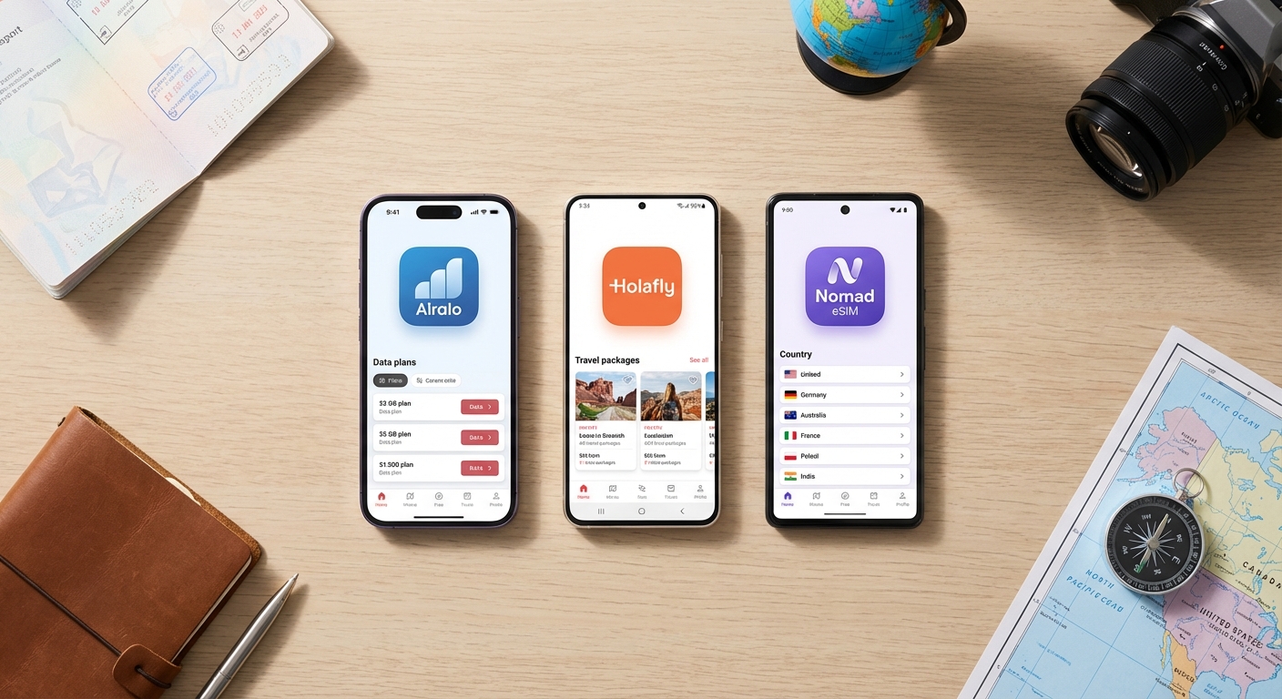 Airalo vs Holafly vs Nomad eSIM comparison