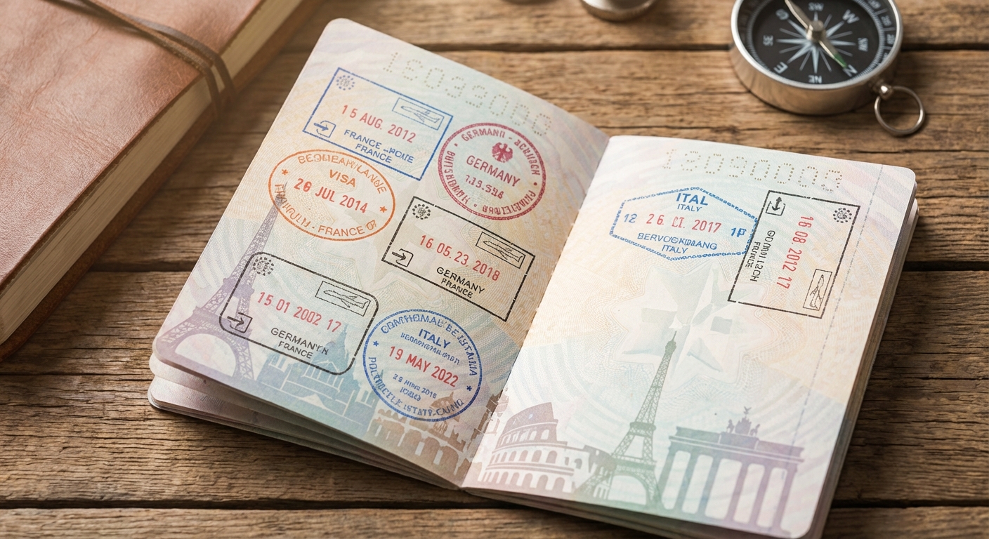 Passport stamps from European Schengen countries